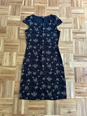 Vintage Black Midi Dress with Butterflies